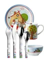 PURESIGNS Kindergeschirr-Set FERME (7-tlg), 1 Personen, Edelstahl 18/10, Porzellan, Plastikfreier Essgenuss für die Kleinen