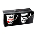 Out of the blue 78/8232 Porzellan-Becher, Mr Right und Mrs Always Right, Circa 10 x 9 cm, 2-er Set in Geschenkpackung mit Fenster