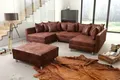 Wohnlandschaft Sofa Couch Ecksofa Eckcouch in Mikrofaser Vintage braun Minsk XXL