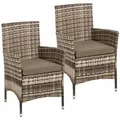 Estexo - Rattan Gartensessel Polyrattan Stuhl Gartenstuhl 2er Set Sessel Beige-braun