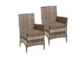 ESTEXO Gartenstuhl Rattan Gartensessel Polyrattan Stuhl 2er Set Sessel Beige-Braun