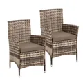 Rattan Gartensessel Polyrattan Stuhl Gartenstuhl 2er Set Sessel Beige-Braun