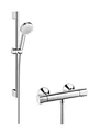 Hansgrohe 27030400 Crometta 100 Thermostatset 0,65m, 4 Strahlarten, Weiß/Chrom