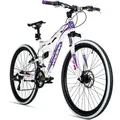 Bergsteiger Kodiak 26 Zoll Mountainbike, geeignet ab 150 cm, Scheibenbremse, Shimano 21 Gang-Schaltung, Vollfederung, Damen-Fahrrad & Mädchen-Fahrrad - Violett