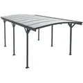 Juskys Carport 5x3 M Dunkelgrau- Überdachung Aus Aluminium Mit Doppelstegplatten - Unterstand Für Autos - Freistehende Montage - Mit Bogendach