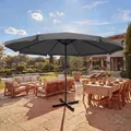 Sonnenschirm Meran Pro, Gastronomie Marktschirm mit Volant Ø 5m Polyester/Alu 28kg anthrazit ohne Ständer