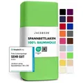 Jacobson Spannbettlaken aus 100% Baumwolle, Jersey Bettlaken 160 g/m2, Spannbetttuch mit Gummizug, pflegeleicht & viele Farben grün 120 - 130 cm x 200 cm