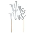 Tortendekoration 'Mr & Mrs' silber Hochzeitstorte Tortenstecker Cake Topper