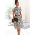 LASCANA Jerseykleid mit Animalprint kurzärmliges Sommerkleid, T-Shirtkleid, Strandkleid, casual-chic schwarz|weiß 34
