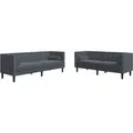 vidaXL 2-Tlg Chesterfield-Sofa-Set mit Nackenrollen Dunkelgrau Samt 2157909