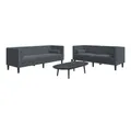 vidaXL Chesterfield-Sofa, 2-tlg. Chesterfield-Sofa-Set mit Nackenrollen Dunkelgrau Samt