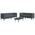 vidaXL 2-teiliges Chesterfield-Sofa mit Rollen, Dunkelgrau, Samt