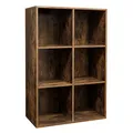 VASAGLE Bücherschrank, Bücherregal, mit 6 Fächern, Büroregal, Würfelregal, Standregal, für Wohnzimmer, Schlafzimmer, Büro, Kinderzimmer, vintagebraun LBC203BX