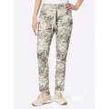Webhose HEINE, Damen, Gr. 50, Normalgrößen, grün (khaki, champagner, bedruckt), 65% Baumwolle, 32% Polyester, 3% Elasthan, gemustert, 7/8-Länge, Hosen