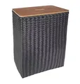 Handed By Grand superb & lid Basket Rectangular Dark Grey superb with Wooden lid