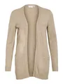 VILA CLOTHES Damen VIRIL L/S OPEN KNIT CARDIGAN-NOOS Strickjacke,, per pack Beige (Natural Melange Natural Melange), 34 (Herstellergröße: XS)