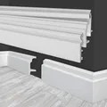 MARBET DESIGN Sockelleisten weiß HDPS Kunststoff - 2 Meter Fußleisten Profil Fußbodenleisten Abschlussleisten Boden Leisten Kabelkanal (HF-1 108x24 mm, Musterstück)