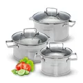 classbach® Topfset 6-teilig | Kochtopf Set Edelstahl für alle Herdarten (Induktion-, Gasherd, Ceranfeld, Elektroherd) spülmaschinenfest Kochtopf Set Camping | Töpfe Induktion Kochtopfset C-KTS 4015
