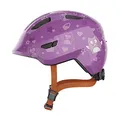 ABUS Kinderhelm Smiley 3.0 - Fahrradhelm mit tiefer Passform, kindergerechten Designs & Platz für einen Zopf - für Mädchen und Jungs - Violett mit Eulen-Muster, Größe S