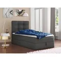 Boxspringbett Best Mini mit Bettkasten und Matratzentopper - Einzelbett mit Bonell-Matratze und Topper, Polsterbett, Bett, Schlafzimmer (Dunkelgrau... - Dunkelgrau