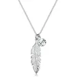 Elli Kette mit Anhänger Feder Boho Schmuck Geschenk mit Kristallen von Swarovski®925 Silber, Boho silberfarben 45