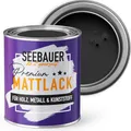 SEEBAUER diy Mattlack Schwarz 375ml für Innen & Außen (No. 100 Black Pearl) Möbelfarbe ohne Schleifen - Hybrid-Lack für Holz, Metall, Kunststoff - Holzlack, Möbellack hohe Deckkraft