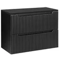 Lomadox Badezimmer Waschtischunterschrank 80 cm schwarz gerillte Front Waschbeckenschrank Badschrank 2 Schubkasten Auszüge B/H/T ca. 80,4/59,5/40 cm