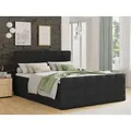 Boxspringbett Best Lux mit Fußteil, 2 Bettkästen, Bonell-Matratze und Topper (Schwarz (Inari 100), 140 x 200 cm) - Schwarz