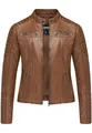 REPUBLIX Damen Echtleder Jacke Biker Zipper Lederjacke RJ-8011 Cognac XXL
