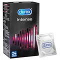 Durex Intense Kondome – Perfekter Sitz & leichtes Abrollen - mit Noppen, Rippen & mit Desirex-Gel befeuchtet – angenehmes Minzaroma – 24er Pack (1 x 24 Stück)