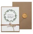 ZauberDeko Einladungskarte Hochzeit mit Briefumschlag Personalisiert Eukalyptus Gold Kraftkarton