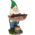 Relaxdays Gartenzwerg Polyresin Bunt Frostsicher mit Vogeltränke 36 cm x 22 cm x 22 cm 1,2 kg