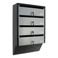Rottner Depot 4 Briefkastenanlage Silber Schwarz Stahlblech Namensschildhalter Zylinderschloss je 2 Schlüssel HxBxT 600x385x140 mm für 4 Parteien Befestigungsmaterial