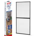 tesa INSECT STOP FALT Alu Rahmen teleskopierbar Premium für Türen – vormontierter Alu-Rahmen - Fliegengitter - mit verstellbarem Teleskoprahmen - 80 cm x 170 cm bis 100x cm x 220 cm - Anthrazit
