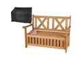 needs&wants® Gartenbank Holz wetterfest mit Stauraum und Abdeckung, 2-Sitzer Truhenbank Holzbank klassisch, Parkbank Sitzbank massiv Garten Outdoor mit Truhe, Naturholz Massivholz, dunkel-braun