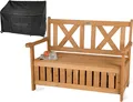 Gartenbank Holz wetterfest mit Stauraum, 2-Sitzer Truhenbank, Holzbank Sitzbank