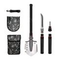 Dönges Multifunktionaler Klappspaten inkl. 3 Längen | Kombi Schaufel aus rostfreien Edelstahl | schwarze Klappschaufel für Survival, Wandern, Camping | Survival Ausrüstung mit camouflage Tragetasche
