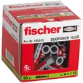 fischer DuoPower 10 x 50, Universaldübel, leistungsstarker 2-Komponenten-Dübel, Kunststoffdübel zur Befestigung in Beton, Ziegeln, Stein, Gipskarton uvm., ohne Schrauben, 50 Stück