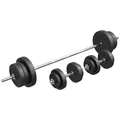 GORILLA SPORTS® Hantelset - 70kg, Langhantelstange 170cm, Gewichte 4x1,25kg / 4x2,5kg / 4x5kg / 2x10kg, 2x Kurzhanteln 30mm, mit 6 Sternverschlüssen, Kunststoff - Hantel Set, Kurzhantelset, Hanteln
