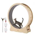 VEVOR Katzenlaufrad aus Holz, 132 cm gro_es Katzenlaufband für Hauskatzen, Katzenlaufrad mit abnehmbarem Teppich und Katzenangel zum