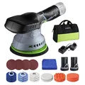WORKPRO Exzenter Poliermaschine 12V, Akku Poliermaschine 2800-5500RPM, Exzenter Polier Polierer Kabellos 150mm, Mit 2 x 2,0Ah Akku & 1 Tasche & 23 Zubehör, Auto Polierer Set