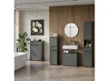 KADIMA DESIGN Badmöbel-Set 5-tlg. XXL, Soft-Close & Matt, Made in Germany, Badezimmer-Set HAMBURG, (Styroporfrei, Wandmontage erforderlich, Türen rechts/links montierbar), Hochschrank, Unterschrank, Beistellschrank, runder Spiegel, Badkommode