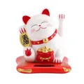 Jadeshay Winkende Katze Solar Glückskatze Winkekatze Weiße Mini Maneki Neko Niedlicher Solar-Glücksbringer für Schreibtisch, Auto, Zuhause