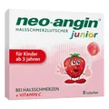 neo-angin Junior Halsschmerzlutscher mit leckerem Erdbeergeschmack | lindert Halsschmerzen & beruhigt die gereizte Schleimhaut | für Kinder ab 3 Jahren | Lutscher mit Isländisch Moos | 8 Stück