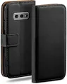 moex Handyhülle für Samsung Galaxy S10e Hülle Klappbar Book Case Schwarz 5,8 Zoll, Klapphülle Kartenfach Flip Cover Handytasche Leder Optik Schutzhülle