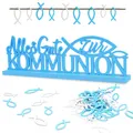 50 Stück Kommunion Tischdeko Holz Aufsteller Alles Gute zur Kommunion Schrift...