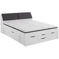 Boxxx Stauraumbett, Weiß, Holzwerkstoff, 6 Schublade(n) Schubladen, 180x200 cm, gepolstertes Kopfteil, mit Schubkästen, in verschiedenen Größen erhältlich, Schlafzimmer, Betten, Doppelbetten