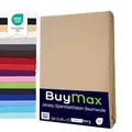 Buymax Spannbettlaken 160x200cm Doppelpack 100% Baumwolle Spannbetttuch Bettlaken Jersey, Matratzenhöhe bis 25 cm, Farbe Sand