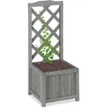 Relaxdays - Rankkasten Mit Rankgitter, Wetterfest, Holz, F. Balkon, Garten, Rosen, Wein, 20 L Kübel, 90 Cm Rankhilfe, Grau