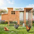 Hühnerstall Hühnervoliere Hühnerhaus Modell XXL mit Auslauf Gehege Braun Holz